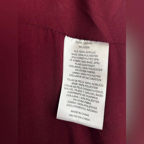 Pendleton sherpa plaid - lined retro fuzzy full-zip fleece jacket small maroon - Picture 6 of 8